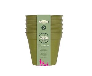 Haxnicks Maceta de Fibra de bambú sostenible para Interiores y Exteriores, 10 cm de diámetro, Verde Salvia | Pot180101, Pack de 5