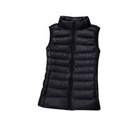 HAXNOHEY Chaleco Plumas Mujer Ultraligero Corto sin Mangas Chaqueta Plumón Ligera y Plegable sin Mangas Mujer con Cremallera Ropa de Abrigo Abrigada Otoño Invierno Senderismo Viajar Negro L