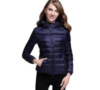 HAXNOHEY Plumífero Ligero Mujer Chaqueta Acolchada de Plumas con Capucha Plumiferos Cortos Mujer Chaqueta de Plumas Ultraligera y Plegable Ropa de Abrigo Impermeable Abrigada Invierno Senderismo