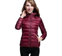 HAXNOHEY Plumífero Ligero Mujer Chaqueta Acolchada de Plumas con Capucha Plumiferos Cortos Mujer Chaqueta de Plumas Ultraligera y Plegable Ropa de Abrigo Impermeable Abrigada Invierno Senderismo