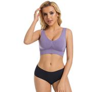 HAXNOHEY Sujetador Deportivo Talla Grande Malla Perforada Acolchado Elástico Transpirable Yoga Carrera Entrenamiento Morado Oscuro 4XL