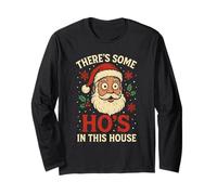 Hay Algunos Ho'S In This House Funny Christmas Santa Claus Manga Larga