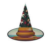 Hay árboles de playa en el fondo, sombreros de brujas de Halloween, diademas de bruja, sombrero de mago, accesorios de disfraz para cosplay, fiesta, mascarada, plegable, 1