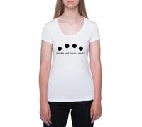 Hay Cuatro Luces Camiseta De Manga Corta Blanca con Cuello Redondo para Mujer T-Shirt Short Sleeve White Crewneck tee For Women