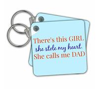 Hay esta chica, que robó mi corazón, texto, azul espalda - clave cadenas, 2,25 x 2,25 pulgadas, set de 2 (KC 224383 _ 1)