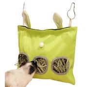 Hay Feeder, Suspensible Bag, 30 x 35 cm/11.81x13.78 Inches Washable Design, Green Slow Eating Aid, Adorable Style, for Rabbits, Small Animals Reduces Food Waste Canvas