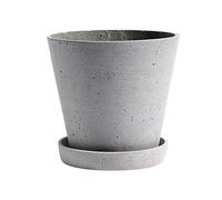HAY Flowerpot - Maceta con platillo (17,5 x 17,5 x 16,5 cm), Color Gris