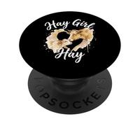 Hay Girl Hay Cow Calf Farm Life Country Woman PopSockets PopGrip Adhesivo