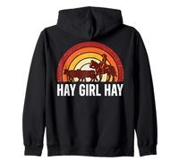 Hay Girl Hay Cowgirl Horse Herding Cows Retro Sudadera con Capucha
