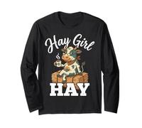 Hay Girl Hay Funny Cow Farm Life Country Woman Manga Larga
