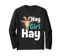 Hay Girl Hay Funny Goat Lover para niñas Manga Larga