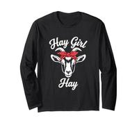 Hay Girl Hay Funny Goat Lover para niñas Manga Larga