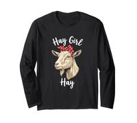 Hay Girl Hay Funny Goat Lover para niñas Manga Larga