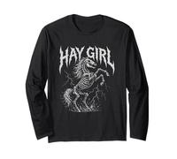 Hay Girl Heavy Metal Estilo Caballo Country Girl Rock Tour Manga Larga