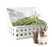 Hay Holder, Food Dispenser, Grass Rack Feeder, Untidiness Easy-Fill Design, Pressure PP Build, Small Animal Cage Feeding Indoor Use, 7.87x5.51x4.72 Inches White 1pc