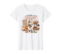 Hay otoño en mi Alma Linda Calabaza Fantasma Camiseta gráfica económica, Mujer, Blanco, M