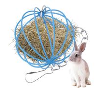 Hay Rack Dispenser Rabbits, Hanging Metal Grass Ball, Chew Toy Feeder Combo, Strong Cage Attachment Design, 1 Pack Silver, for Hamsters, Chinchillas, and Small Animals