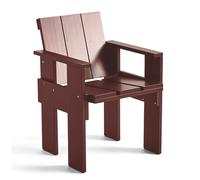 HAY Silla de comedor Crate con reposabrazos en pino lacado Rojo hierro