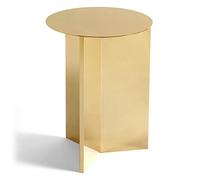 Hay Slit Table Round High - Mesa Auxiliar (Acero y latón, 35 cm)