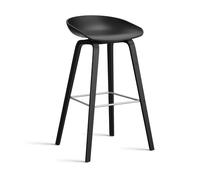 HAY Taburete alto About a Stool 32 con base de roble negro 2.0 Soporte de acero inoxidable negro
