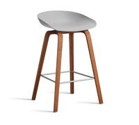 HAY Taburete bajo About a Stool 32 con base de nogal 2.0 Gris hormigón-soporte de acero inoxidable