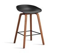 HAY Taburete bajo About a Stool 32 con base de nogal 2.0 Negro-soporte de acero inoxidable negro