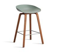 HAY Taburete bajo About a Stool 32 con base de nogal 2.0 Verde otoñal-soporte de acero inoxidable