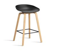 HAY Taburete bajo About a Stool 32 con base de roble lacado 2.0 Acero con soporte negro-negro