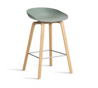 HAY Taburete bajo About a Stool 32 con base de roble lacado 2.0 Fall green-soporte de acero inoxidable