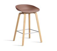 HAY Taburete bajo About a Stool 32 con base de roble lacado 2.0 Soft brick-soporte de acero inoxidable