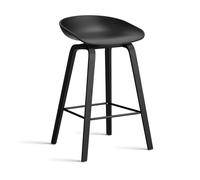 HAY Taburete bajo About a Stool 32 con base de roble negro 2.0 Negro-negro soporte de acero