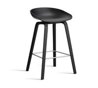 HAY Taburete bajo About a Stool 32 con base de roble negro 2.0 Soporte negro de acero inoxidable