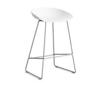 HAY Taburete bajo About a Stool 38. 2.0 Blanco-soporte de acero inoxidable