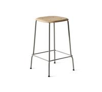 HAY Taburete bajo Soft Edge 30 gris suave. estructura de cromado