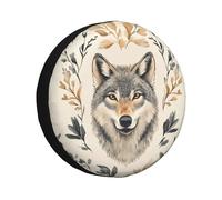 Hay tres cabezas de lobo en las ramas de flores, cubierta de neumático de repuesto, fundas impermeables a prueba de polvo, protector universal para remolque, caravana, SUV, camión, caravana de 17