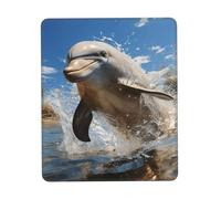 Hay Un Delfín Saltando Mouse Pad Bordes Cosidos Mousepad Lavable Alfombrilla De Ratón para Oficina Gaming Hogar 25X30Cm