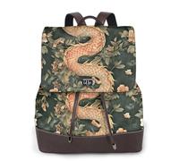 Hay un dragón de flores en el medio mochila de viaje para mujer, mochila casual, mochila de cuero estampada para mujer para el trabajo