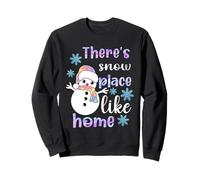 Hay un Lugar de Nieve como el hogar Muñeco de Nieve Pastel Vacaciones Sudadera