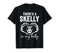 Hay una Fiesta de Halloween de Skelly in My Belly Esperando Mamá Camiseta