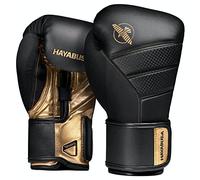 Hayabusa T3 Guantes de Boxeo para Hombres y Mujeres, protección de muñecas y Nudillos, Cierre de Gancho y Bucle Dual-X, Soporte de muñeca férula, Acolchado de Espuma de 5 Capas, Negro/Dorado, 16 oz