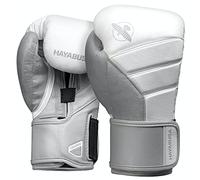 Hayabusa T3 Guantes de Boxeo para Hombres y Mujeres, protección de muñecas y Nudillos, Cierre de Gancho y Bucle Dual-X, Soporte de muñeca férula, Acolchado de Espuma de 5 Capas - Blanco/Gris, 16 oz