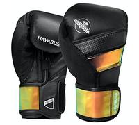 Hayabusa T3 Guantes de Boxeo para Hombres y Mujeres, protección de muñecas y Nudillos, Soporte de muñeca férula, Acolchado de Espuma de 5 Capas para Nudillos, Negro/Iridiscente, 12 oz