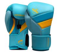 Hayabusa T3 Guantes de Boxeo para muñeca Unisex con férula y protección de Nudillos, Cierre de Gancho y Bucle Dual-X, Acolchado de Nudillos de Espuma de 5 Capas - Azul/Amarillo, 12 oz