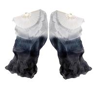 Hayaww 1 Par Largo Abanico De Danza Del Vientre, Abanico De Danza Del Vientre Abanico Danza Cuadrada De Danza Del Abanico, 1.8m, Para Grandes Actuaciones, Ensayos (Negro Degradado)