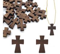 Hayaww 100 Pcs Crucifijo Pequeño De Madera, Cuentas Colgantes Nat. Para Manualidades Esc. Dominical, Pascua, Eid Mubarak, Ramadán