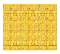 Hayaww 3 Pcs DecoracióN Cortina Purpurina, Cortina De Oropel MetáLica Cortinas MetáLicas Cuadradas De Oropel Foil Curtains, 1x2m, para La DecoracióN De La Despedida De Soltera De CumpleañOs (Oro)