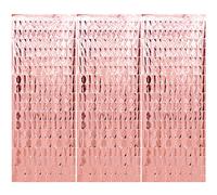 Hayaww 3 Pcs DecoracióN Cortina Purpurina, Cortina De Oropel MetáLica Cortinas MetáLicas Cuadradas De Oropel Foil Curtains, 1x2m, Para La DecoracióN De La Despedida De Soltera De CumpleañOs (oro rosa)