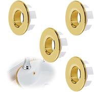 Hayaww 4 Pcs Anillos De Desbordamiento De Fregadero, Cubierta Anillo De Desbordamiento De Fregadero Fregadero Anillo De Desbordamiento Cubierta De Rebose Redonda para El Agujero del Fregadero (Oro)