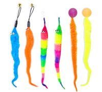 Hayaww 6 Piezas Juguete Interactivo para Gatos Bolas Divertidas para Gatos Juguetes de Gusanos Mágicos Gusano de Cola Peluda con Campana Recambio de Juguete para Varita de Gato Interactivo (B)