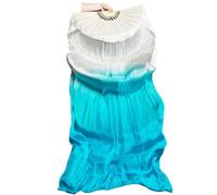 Hayaww Danza del Abanico De Danza Abanicos De Bambu para Danza Hecho A Mano para Danza del Vientre Abanicos De Seda para Bailar 1.8m,para Grandes Espectáculos,Entretenimiento,Mano Derecha (Azul)
